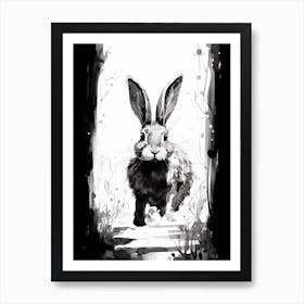 Rabbit Prints Ink Drawing Black And White 1 Art Print