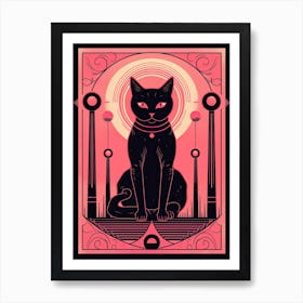 The Judgment Tarot Card, Black Cat In Pink 0 Art Print