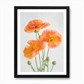 Marigold Flowers Acrylic Painting In Pastel Colours 6 Art Print