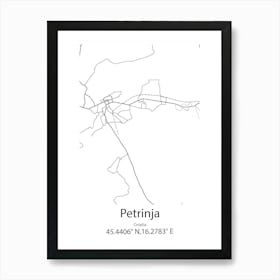 Petrinja,Croatia Minimalist Map Art Print