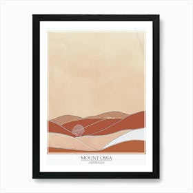 Mount Ossa Australia Color Line Drawing 7 Poster Art Print