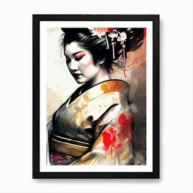 Japan Traditional Geisha Illustration By Ad 162 Art Print