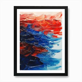 Abstract Oil Painting Of Red And Blue Tones Art Print