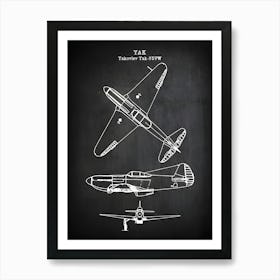 Yakovlev Yak 3upw Airplane Decor Yak Aircraft Decor Plane Decor Airplane Art Airplane Print Airplane Blueprint Aviation Decor1 Art Print