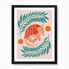 Armadillo   Orange And Teal Art Print