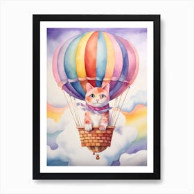 Baby Cat 3 In A Hot Air Balloon Art Print