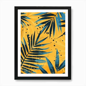 Tropical Leaves On Yellow Background Art Print