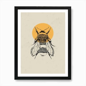 Bee Linocut Style Art Print