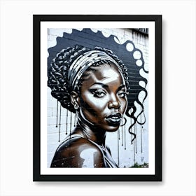 Graffiti Mural Of Beautiful Black Woman 338 Art Print