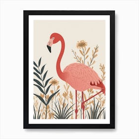 Andean Flamingo And Ginger Plants Minimalist Illustration 3 Art Print