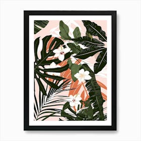 Tropical Leaves And Flowers 1 Art Print