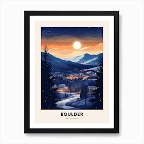 Winter Night  Travel Poster Boulder Colorado 3 Art Print