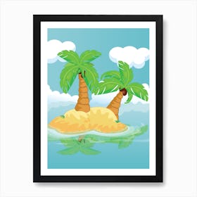 Island With Palm Trees Art Print