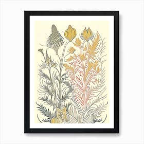 Turmeric Herb William Morris Inspired Line Drawing 2 Art Print
