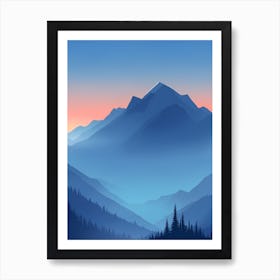 Misty Mountains Vertical Composition In Blue Tone 189 Art Print