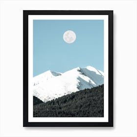 Full Moon Over Snowy Mountains 1 Art Print