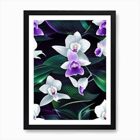 Orchids On A Black Background Art Print