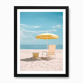 Retro Pastel Sunbeds On The Beach Summer Photography Art Print