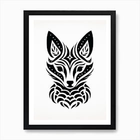 Linocut Fox Abstract Line Illustration 20 Art Print