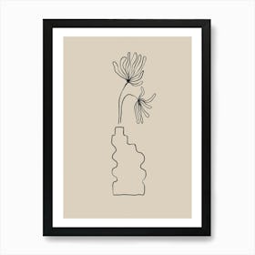 Vase Of Flowers Line Drawing Art Print