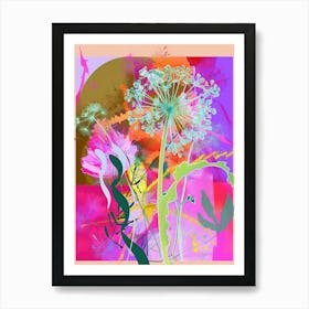 Baby S Breath 2 Neon Flower Collage Art Print