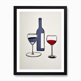 Gamay Picasso Line Drawing Cocktail Poster Art Print