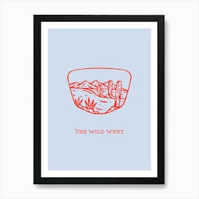 The Wild West Blue & Red Art Print
