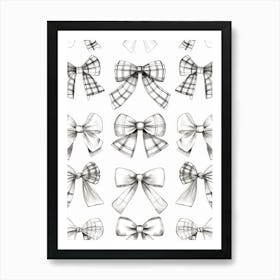 Black And White Bows 4 Pattern Art Print