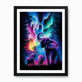 Aurora Elephants Art Print