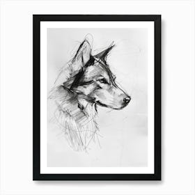 Minature Dog Charcoal Line 3 Art Print