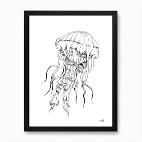 Black and White Jellyfish Art Print