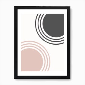 Two Suns Pink And Black Art Print