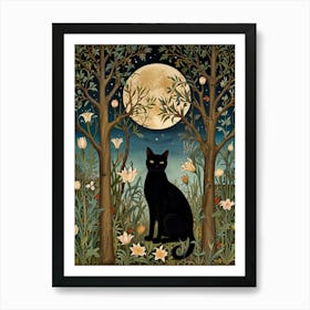 William Morris Black Cat In The Moonlight 10 Art Print