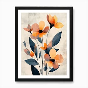 Orange Flowers Canvas Print 2 Art Print