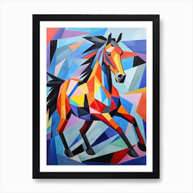 Horse Painting In The Style Of Cubism 1 Art Print