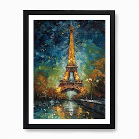 Eiffel Tower Paris France Vincent Van Gogh Style 30 Art Print