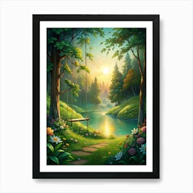 Swinging In The Forest Art Print