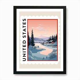 Retro Winter Stamp Poster Big Bear Lake California 2 Art Print