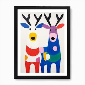 Colourful Kids Animal Art Reindeer 2 Art Print