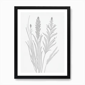 Psyllium Herb William Morris Inspired Line Drawing 3 Art Print