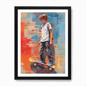 Skateboarding In Los Angeles, United States Drawing 3 Art Print