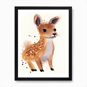 Fawn Watercolour Childrens Drawing 3watercolour Art Print