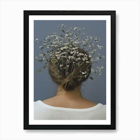 Flowers On A Woman'S Head Art Print