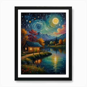 Night By The Lake 1 Art Print