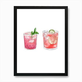 Watercolor Cocktail Set 1 Art Print