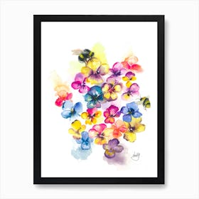 Bees And Flowers Art Print