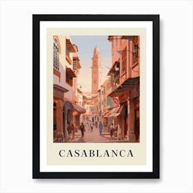 Casablanca Morocco 1 Vintage Pink Travel Illustration Poster Art Print