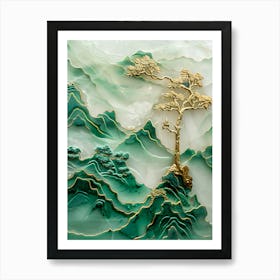 Gold Inlaid Jade Carving Scene 7 Art Print