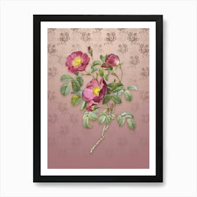 Vintage Rose of Love Bloom Botanical on Dusty Pink Pattern n.1957 Art Print