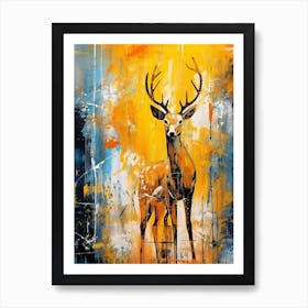 Deer Abstract Expressionism 1 Art Print